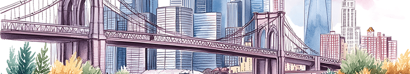 Brooklyn Bridge watercolor artwork for OSN New York and Retina